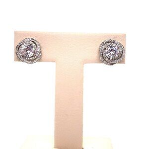 Designer Sterling Silver & Cubic Zirconia Stud Pierced Back Earrings! 180